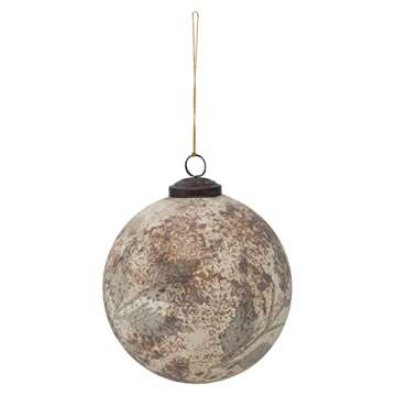 Stylish Glass Ball Ornament with Etched Leaf Pattern