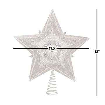 Kurt Adler 13.5-Inch Star Treetop with Ivory Pearls