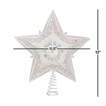 Kurt Adler 13.5-Inch Star Treetop with Ivory Pearls