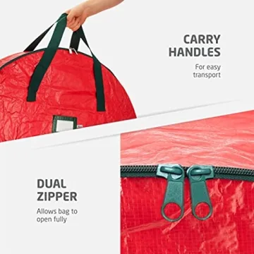 ZOBER 36 Inch Wreath Storage Bag - Dual Zippered Protection