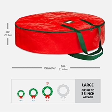ZOBER 36 Inch Wreath Storage Bag - Dual Zippered Protection