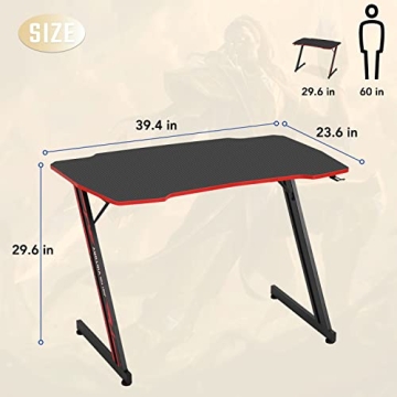 BestOffice 39 Inch Z-Shaped Gaming Desk Ergonomic Workstation
