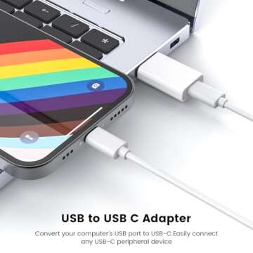 MOSWAG USB to USB C Adapter, USB C Female to USB Male Adapter Compatible with Apple MagSafe Watch 9/8/7/SE/Ultra, for iPhone 16 15 14 13 12 Mini Pro Max,iPad,Galaxy Note,Pixel,CarPlay,Wall Plug