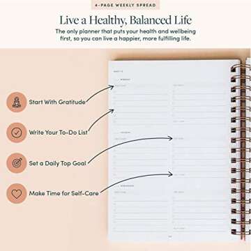 The Self-Care Planner by Simple Self - Undated 12-Month Life Planner - Daily, Monthly, Weekly - Focus on Wellness, Productivity, Achieving Goals, and Happiness (Sand, Weekly Edition: 12 Months)