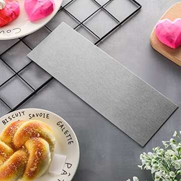 Patelai 10 Inch Stainless Steel Metal Cake Scraper Large Double Sided Patterned Stripe Edge Smoother Scraper Cake Decorating Comb Pastry Cutter for Home Kitchen Mousse Butter Cream Decor(1 Piece)