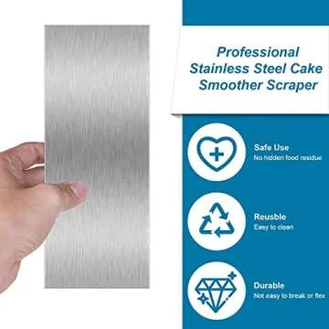 Patelai 10 Inch Stainless Steel Metal Cake Scraper Large Double Sided Patterned Stripe Edge Smoother Scraper Cake Decorating Comb Pastry Cutter for Home Kitchen Mousse Butter Cream Decor(1 Piece)
