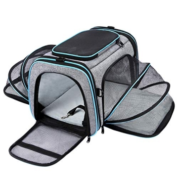 Airline Approved Pet Carrier, Large Soft Sided Pet Travel TSA Carrier 4 Sides Expandable Cat Collaps...