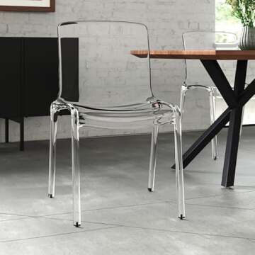 LeisureMod Adler Mid-Century Modern Dining Chair - Stylish Clear Acrylic Design