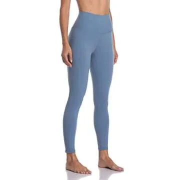 Colorfulkoala Women's High Waisted Tummy Control Workout Leggings 7/8 Length Yoga Pants with Pockets (M, Steel Blue)