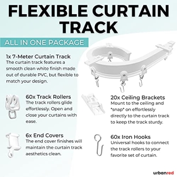 UrbanRed Flexible Ceiling Curtain Track 22.9FT Ideal for All Spaces