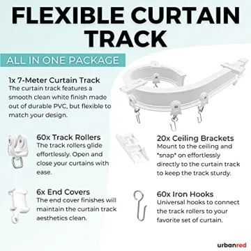 UrbanRed Flexible Ceiling Curtain Track 22.9FT Ideal for All Spaces