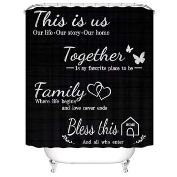 AZHM Family Shower Curtain Set Black Home Bathroom Set with Shower Curtain and Rugs and Accessories ...