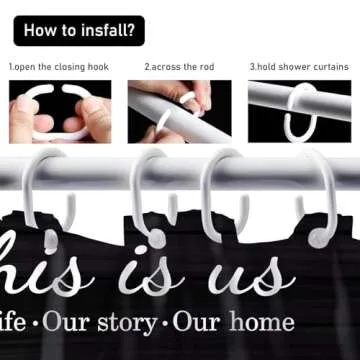 Black Monogrammed Bathroom Set with Shower Curtain & Rugs