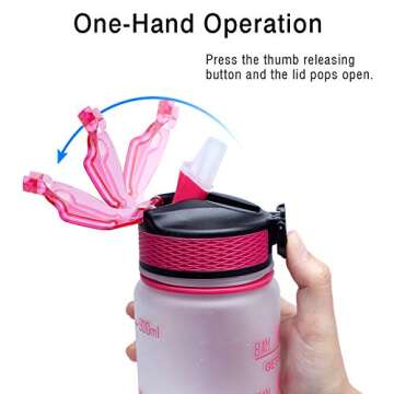 Giotto 32oz Large BPA Free Water Bottle with Time Marker