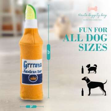 Haute Diggity Dog Pup Brews Collection – Soft Plush Funny Dog Toys with Squeaker and Fun, Colorful, Unique Parody Designs Made from Safe, Machine-Washable Materials for All Dog Breeds & Sizes