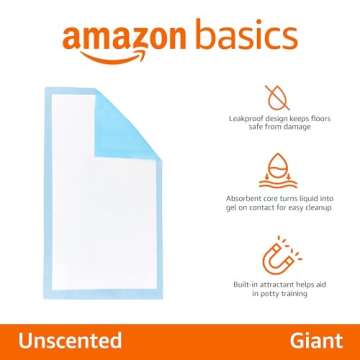 Amazon Basics Giant Leakproof Puppy Pee Pads - 40 Count
