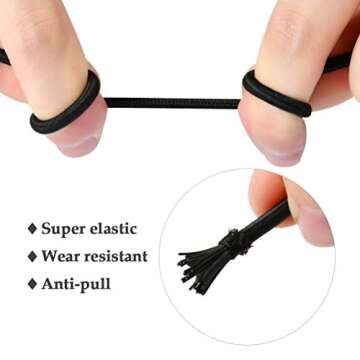 YOTINO 50 Pcs Plastic Cord Locks with 65 ft 1/8" inch Elastic Bungee Nylon Shock Cord, Crafting Stretch String for Drawstrings, Bags, Shoelaces, Clothing(Black)