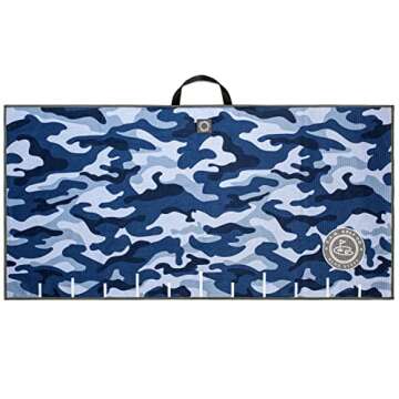 TAG Golf Co Magnetic Golf Towel - Signature Size - Camo Series - Blue Steel - Golf Training Aid - Industrial Strength Magnet - Stick it to Your Club or Putter