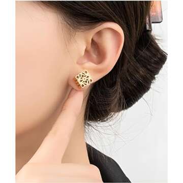 LOMBEX Retro French Earrings for Women - 18K Gold Luxury