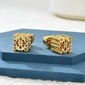 LOMBEX Retro French Earrings for Women - 18K Gold Luxury