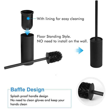 BGL 304 Stainless Steel Black Toilet Brush and Holder Set