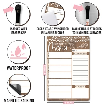 Hadley Designs Rustic Magnetic Weekly Meal Planner for Kitchen