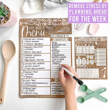 Hadley Designs Rustic Magnetic Weekly Meal Planner for Kitchen