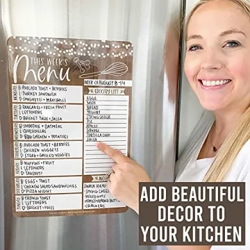 Hadley Designs Rustic Magnetic Weekly Meal Planner for Kitchen