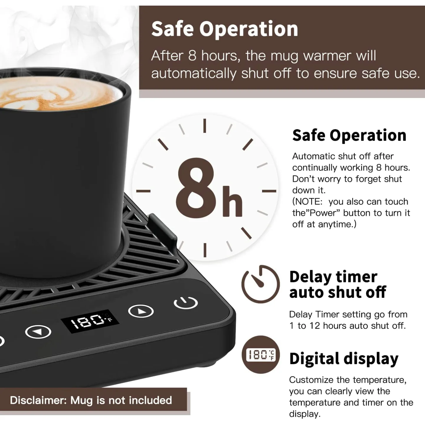 Coffee Warmer with Timer for Perfectly Warmed Brew