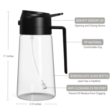 JULEHUI 16oz Oil Sprayer for Easy Olive Oil Dispensing