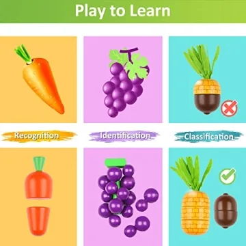 iPlay, iLearn Kids Wooden Play Food Toy Set for Ages 3-7