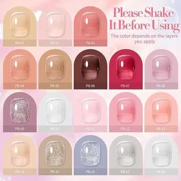 Born Pretty Jelly Gel Nail Polish Sheer Clear Nude Pink Gel Polish Set Crystal Transparent Translucent Gel Polish with Glossy Matte Top Coat and Base Coat Nail Art DIY Manicure Valentine's Day