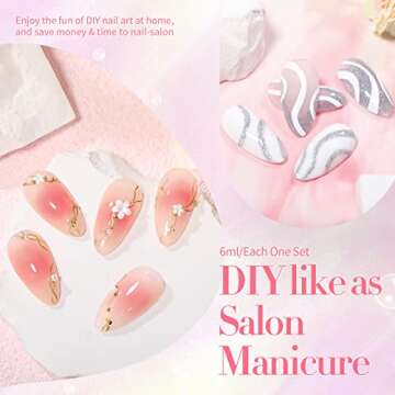 Born Pretty Jelly Gel Nail Polish Sheer Clear Nude Pink Gel Polish Set Crystal Transparent Translucent Gel Polish with Glossy Matte Top Coat and Base Coat Nail Art DIY Manicure Valentine's Day