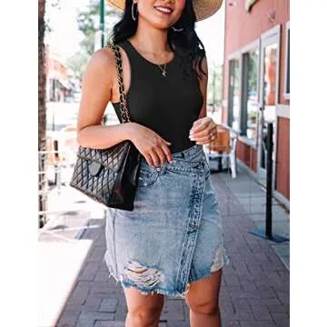 Saslax Women's High Neck Sleeveless Racerback Halter Thong Leotard Bodysuits Tops Black#2 M