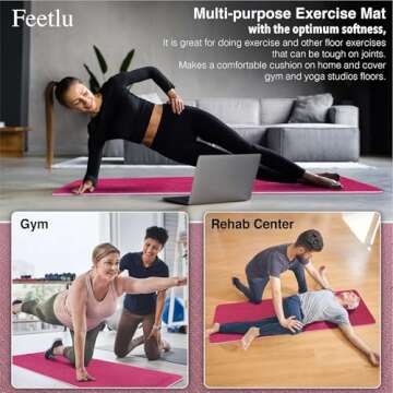 Feetlu Extra Thick Yoga Mat with Strap for All Fitness Needs