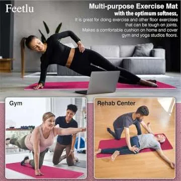 Feetlu Extra Thick Yoga Mat with Strap for All Fitness Needs