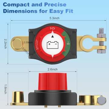 KTROVNN Battery Disconnect Switch, Car Battery Disconnect Switch 12V-48V, 3rd Generation Top Post Ba...