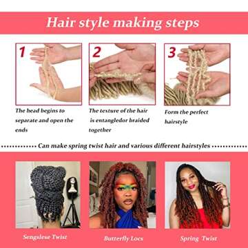Xtrend 12 Inch 2 Packs Spring Twist Hair For Butterfly Faux Locks And Invisible Locs Short Crochet Braids Hair Synthetic Spring Curl Hair Extension For Women (1B#)