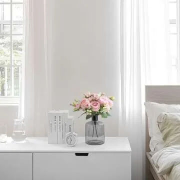 Mkono Peonies Artificial Flowers, Small Silk Flowers for Home Decor Indoor 2 Bundles Fake Bouquet Faux Floral Arrangements Dining Table Centerpieces for Kitchen Bridal Wedding Party Decor, Pink