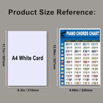 Jinlop Piano Chords Chart Poster for Beginners, Piano Chords, Scales & Music Theory Chart for Piano Players Teachers Gifts(220x307mm)