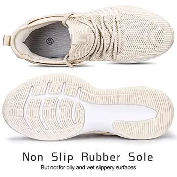 SDolphin Walking Shoes Women Workout - Lightweight Breathable Mesh Memory Foam Support Tennis Running Training Shoes Women's Fashion Sneakers Beige