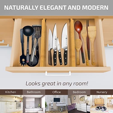 Bambüsi Bamboo Drawer Dividers - Adjustable Organizers
