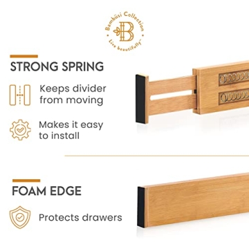 Bambüsi Bamboo Drawer Dividers - Adjustable Organizers