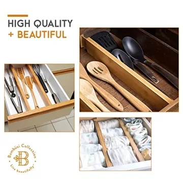 Bambüsi Bamboo Drawer Dividers - Adjustable Organizers