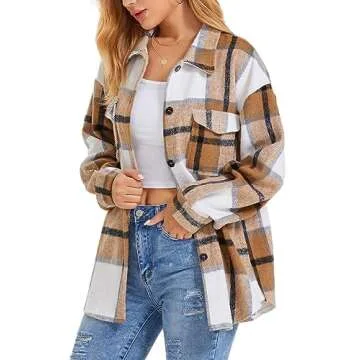 ATHMILE Womens Fall Outfits Corduroy Jacket Plus Size Shacket Button Down Long Sleeve Shirts 2023 Apricot