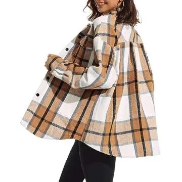 ATHMILE Womens Fall Outfits Corduroy Jacket Plus Size Shacket Button Down Long Sleeve Shirts 2023 Apricot