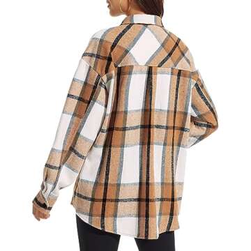 ATHMILE Womens Fall Outfits Corduroy Jacket Plus Size Shacket Button Down Long Sleeve Shirts 2023 Apricot