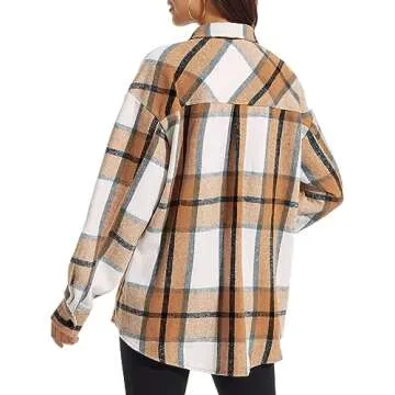 ATHMILE Womens Fall Outfits Corduroy Jacket Plus Size Shacket Button Down Long Sleeve Shirts 2023 Apricot