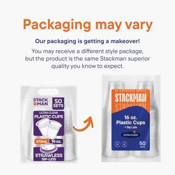 16 oz Clear Plastic Cups with Strawless Sip-Lids [50 Sets] PET Crystal Clear Disposable 16oz Plastic Cups with Lids - Crystal Clear, Durable Cup - BPA Free + Crack Resistant, for Coffee, Juice, Shakes