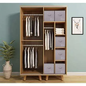 Pack of 2, Folding Clothing Wardrobe Storage Bins with Dust proof Lid, Large Size Storage Baskets for Bedroom Closet, Wardrobe Organizer, Such as Sweaters, Down Jackets, Blankets, Black Gray